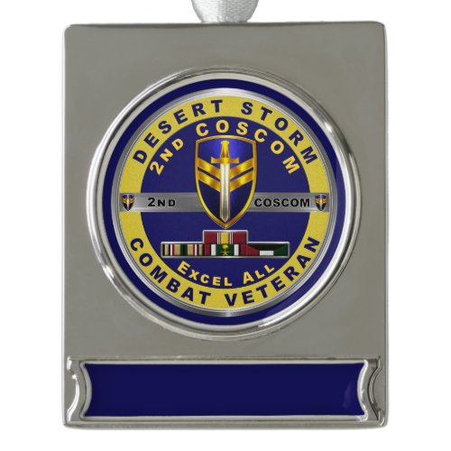 2nd Corps Support Command Desert Storm Veteran  Silver Plated Banner Ornament