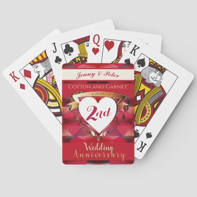 "2nd Cotton & Garnet Wedding Anniversary"  Poker Cards (Back)