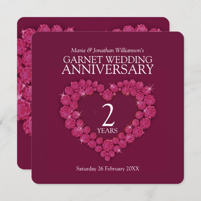 2nd garnet wedding anniversary party invites (Front/Back)