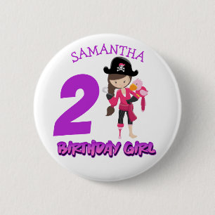 2nd Girl Pirate Birthday Button