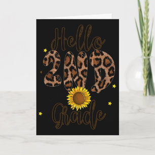 2nd Grade 1st Day Of School Teacher Leopard Print  Card