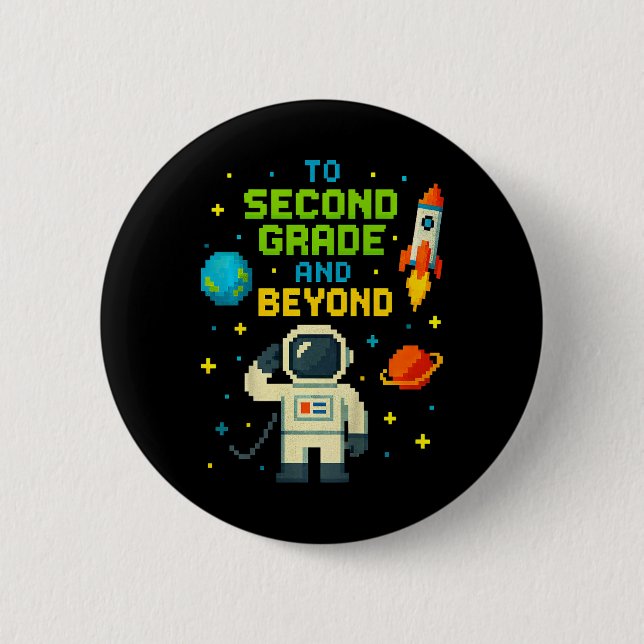 2nd Grade And Beyond Astronaut Space Boys Gamer Fi Button (Front)