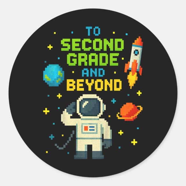 2nd Grade And Beyond Astronaut Space Boys Gamer Fi Classic Round Sticker (Front)