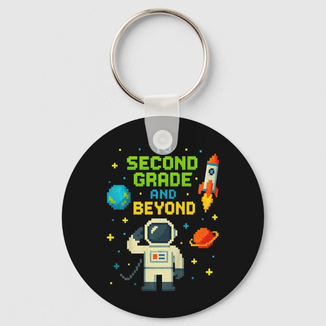2nd Grade And Beyond Astronaut Space Boys Gamer Fi Keychain (Front)
