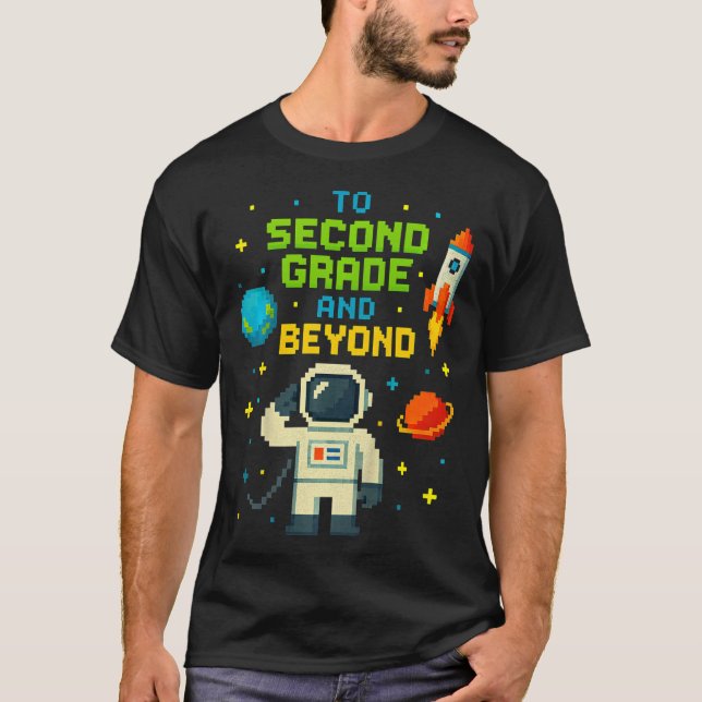 2nd Grade And Beyond Astronaut Space Boys Gamer Fi T-Shirt (Front)