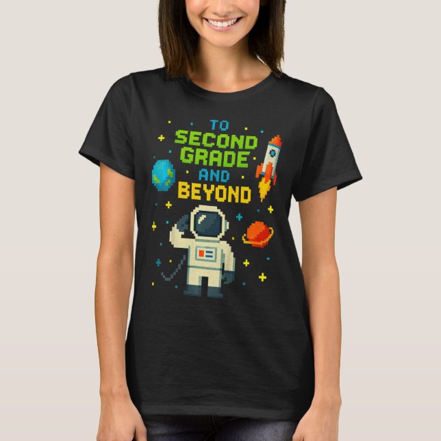 2nd Grade And Beyond Astronaut Space Boys Gamer Fi T-Shirt (Front)