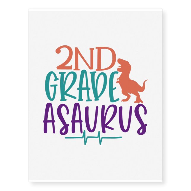 2nd grade asaurus temporary tattoos (Front)