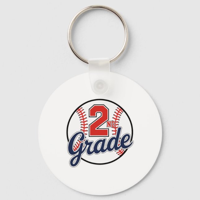 2nd Grade Baseball Back To School Baseball Player  Keychain (Front)
