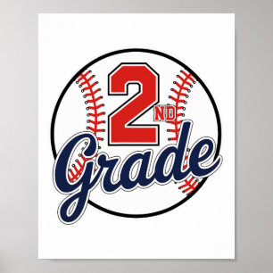 2nd Grade Baseball Back To School Baseball Player Poster