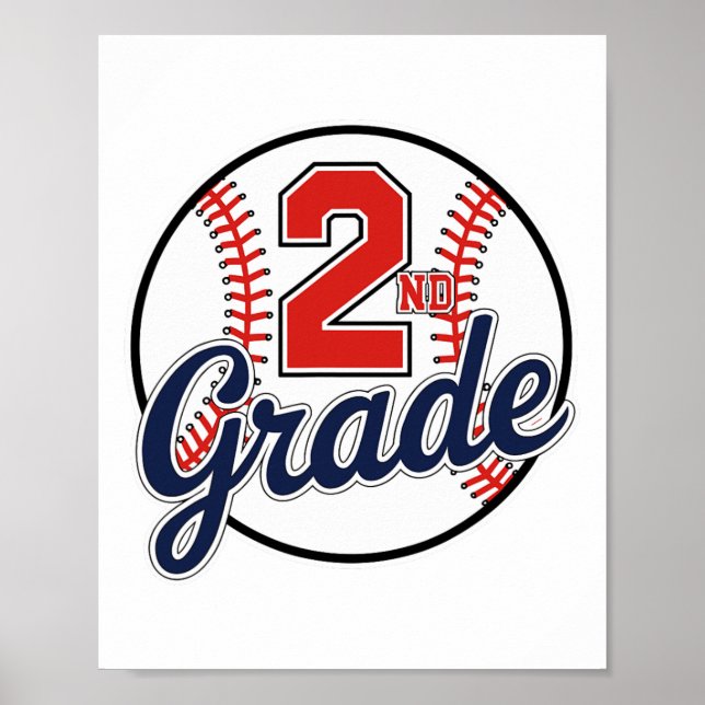 2nd Grade Baseball Back To School Baseball Player  Poster (Front)