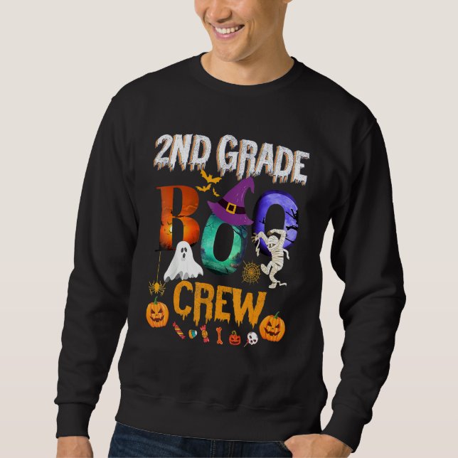 2nd Grade Boo Crew Teacher Student  Halloween Cost Sweatshirt (Front)