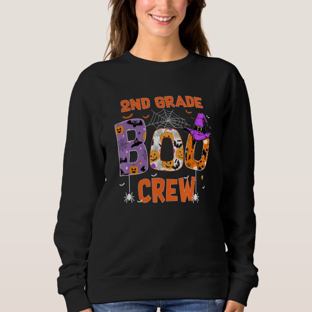 2nd Grade Boo Crew Teachers Students Halloween Cos Sweatshirt (Front)