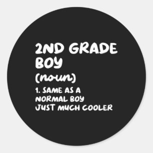 2nd Grade Boy Definition Fun Back To School Studen Classic Round Sticker