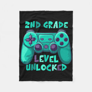 2nd Grade Boys Gamer Level Ck To School First Day Fleece Blanket
