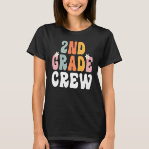 2nd Grade Crew Retro Groovy Teacher Happy 1st Day  T-Shirt