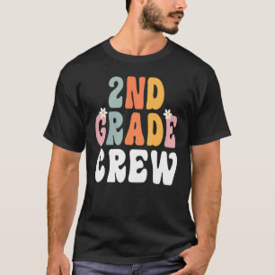 2nd Grade Crew Retro Groovy Teacher Happy 1st Day T-Shirt