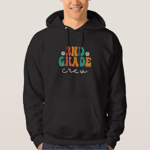 2nd Grade Crew Retro Groovy Women Happy First Day  Hoodie
