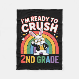2nd Grade Dabbing Bunny Back To School Ready To Fleece Blanket
