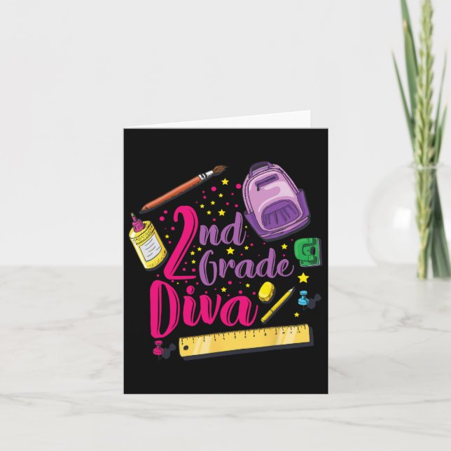2nd Grade Diva First Day Of School Girl Clothes Gi Card (Front)