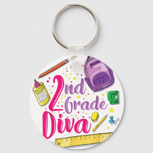 2nd Grade Diva First Day Of School Girl Clothes  Keychain