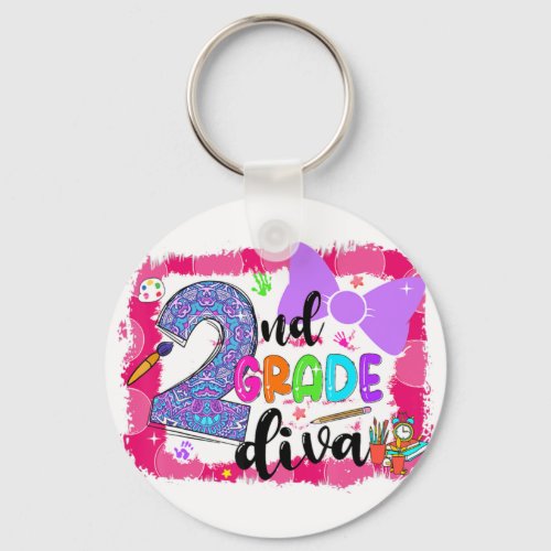 2nd Grade Diva First Day of School Girl Clothes  Keychain