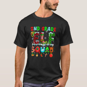 2nd Grade Elf Squad Christmas Colorful Teacher Stu T-Shirt