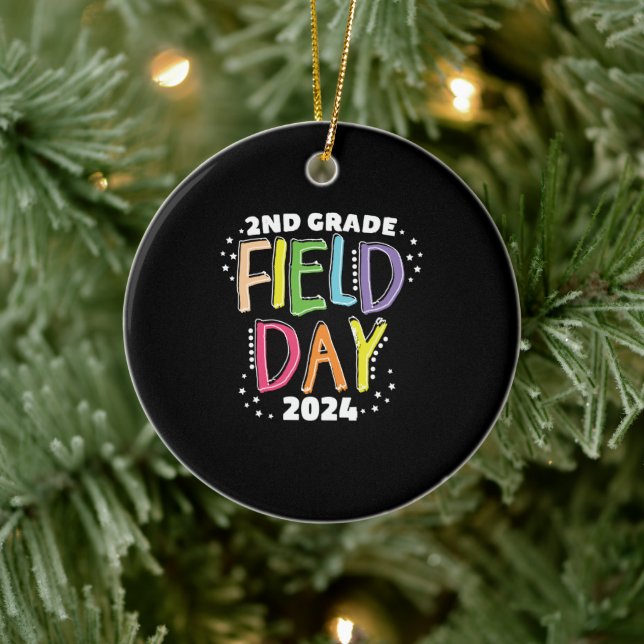 2nd Grade Field Day 2024 School Kids Teacher Ceramic Ornament (Tree)