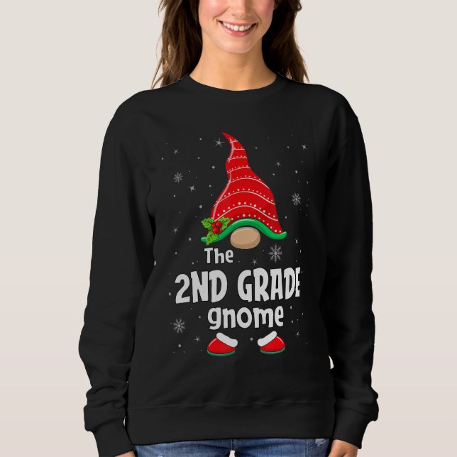 2nd Grade Gnome Matching Family Group Christmas Pa Sweatshirt (Front)