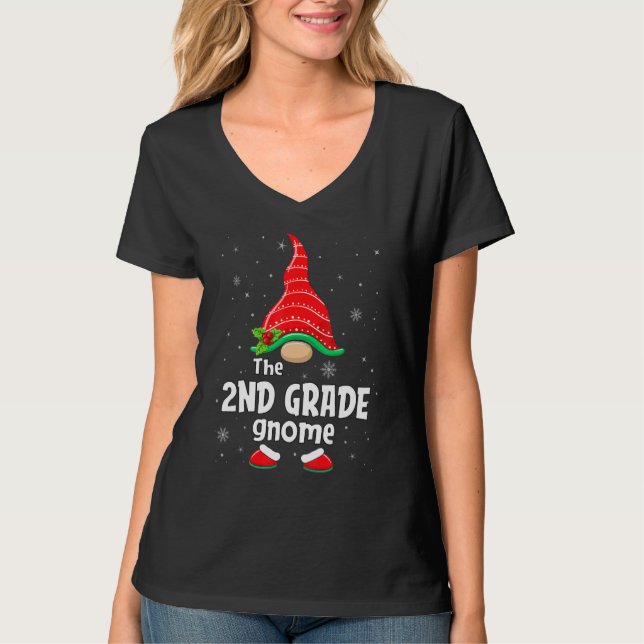 2nd Grade Gnome Matching Family Group Christmas Pa T-Shirt (Front)