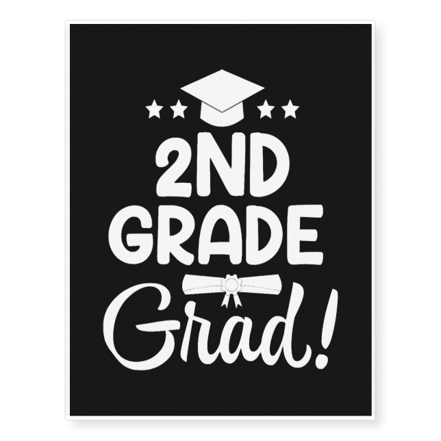 2nd Grade Graduation Shirt Elementary School Grad Temporary Tattoos (Front)