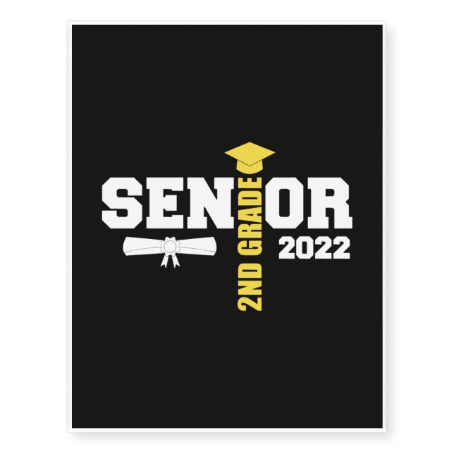 2nd Grade Graduation Shirt Elementary School Gradu Temporary Tattoos (Front)