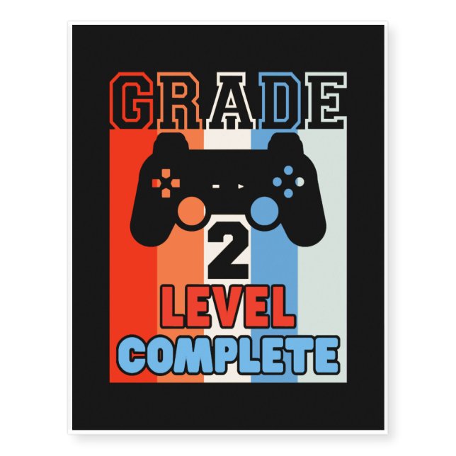 2nd Grade Graduation Shirt Elementary School Level Temporary Tattoos (Front)