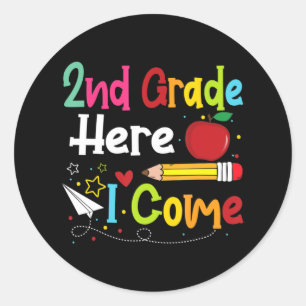2nd Grade Here I Come Teacher Back To School Boys Classic Round Sticker