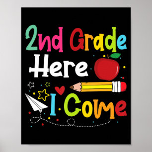 2nd Grade Here I Come Teacher Back To School Boys  Poster