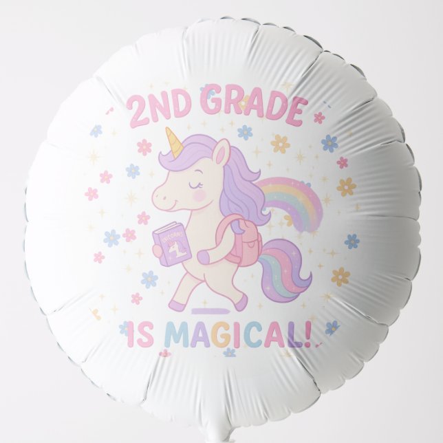 2nd Grade is Magical Unicorn Back School Teacher Balloon (Front)