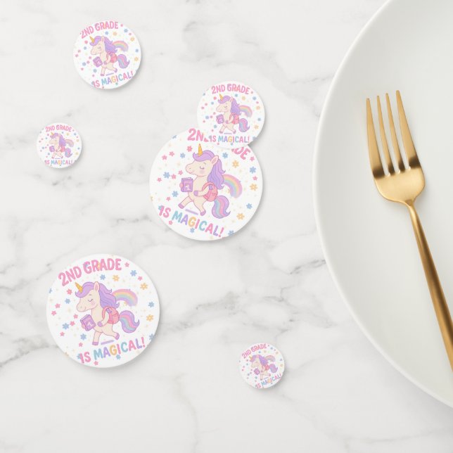 2nd Grade is Magical Unicorn Back School Teacher Confetti (Group)