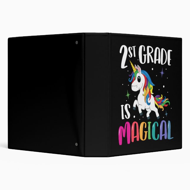 2nd Grade Is Magical Unicorn Back to School 3 Ring Binder (Background)
