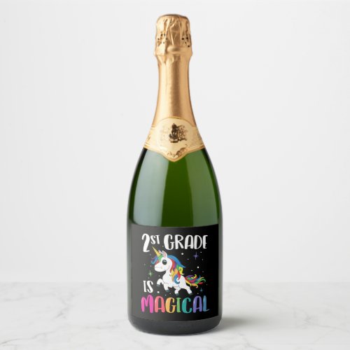 2nd Grade Is Magical Unicorn Back to School Sparkling Wine Label