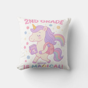 2nd Grade is Magical Unicorn Back to School Throw Pillow