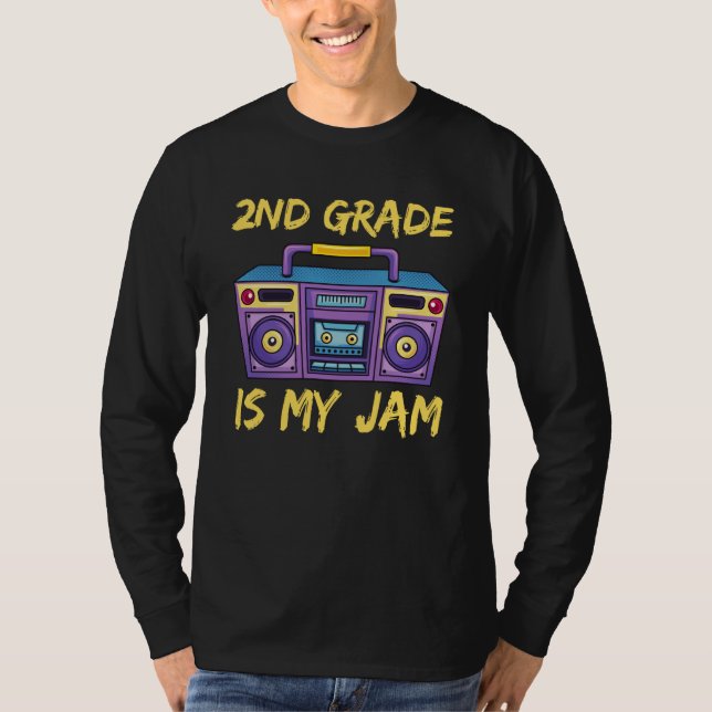 2nd Grade Is My Jam School Retro 80s Boombox Stude T-Shirt (Front)
