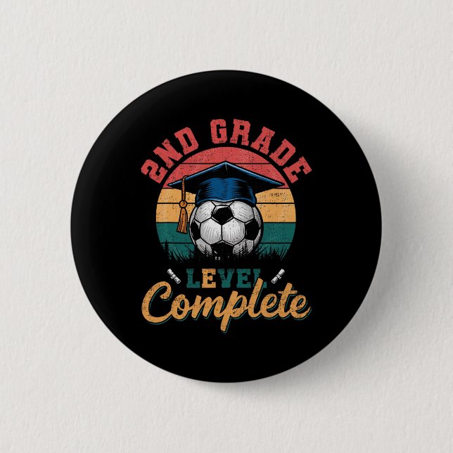 2nd Grade Level Complete Soccer Boy Girl Last Day  Button (Front)