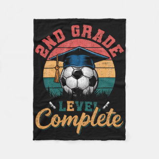 2nd Grade Level Complete Soccer Boy Girl Last Day  Fleece Blanket