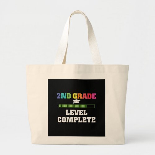 2ND Grade Level Complete Video Gamer Graduate Gift Large Tote Bag