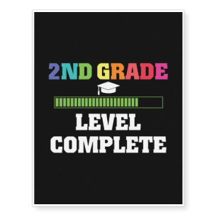 2ND Grade Level Complete Video Gamer Graduate Gift Temporary Tattoos