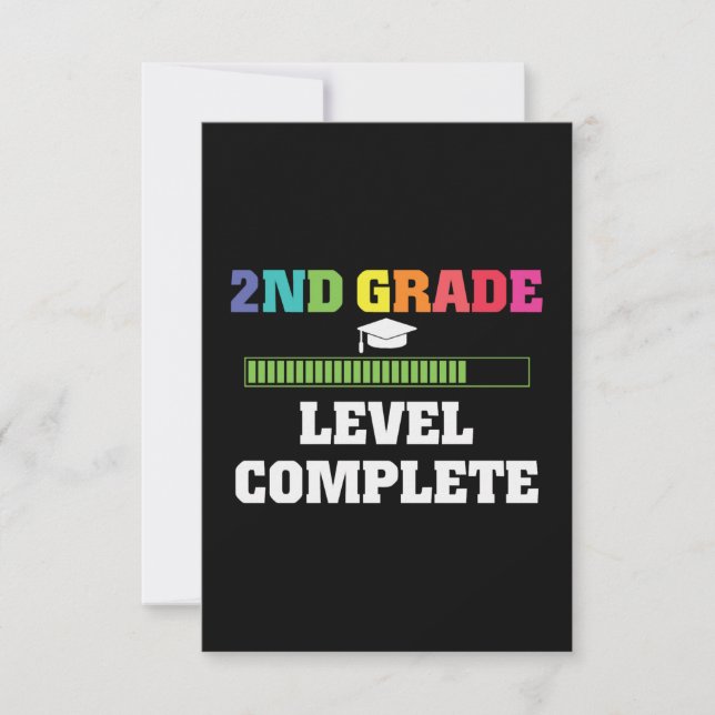 2ND Grade Level Complete Video Gamer Graduate Gift Thank You Card (Front)
