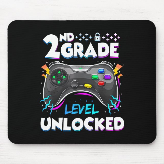 2nd Grade Level Unlocked Back To School First Day  Mouse Pad (Front)