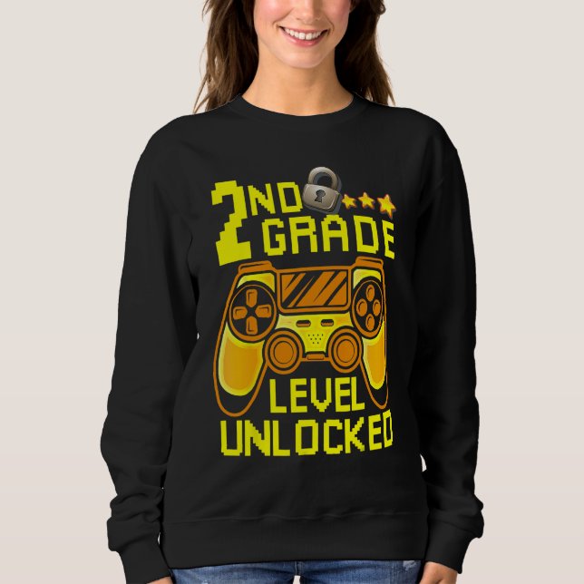 2nd Grade Level Unlocked Back To School  Gamer Boy Sweatshirt (Front)