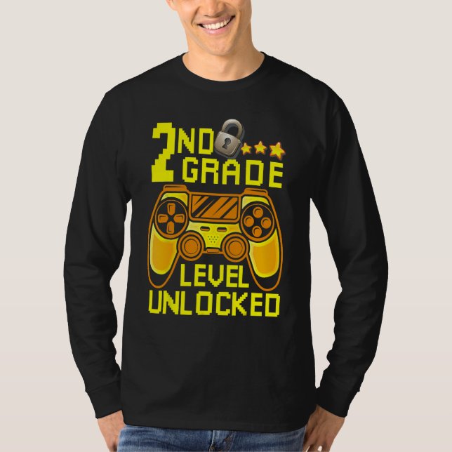 2nd Grade Level Unlocked Back To School  Gamer Boy T-Shirt (Front)