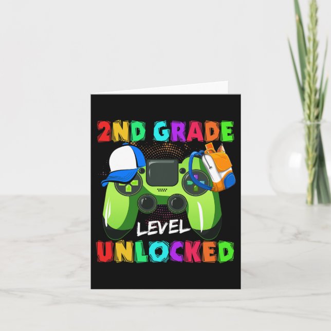 2nd Grade Level Unlocked Back To School Supplies  Card (Front)