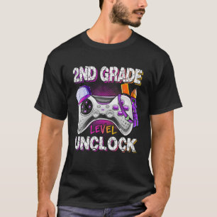 2Nd Grade Level Unlocked Back To School Video Game T-Shirt